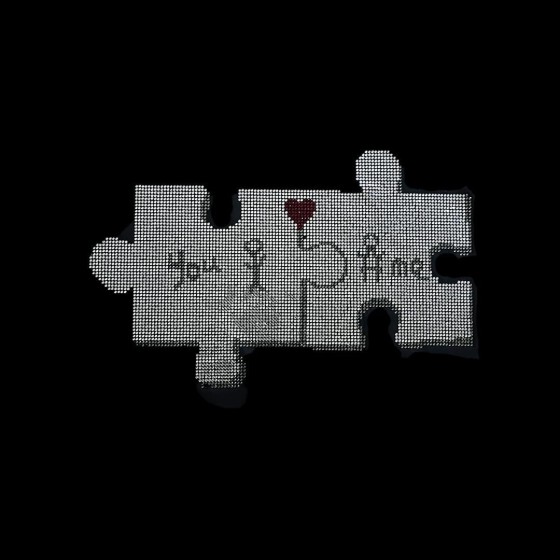 Crystal Love Puzzle Iron On Rhinestone Hot Fix Bling Design