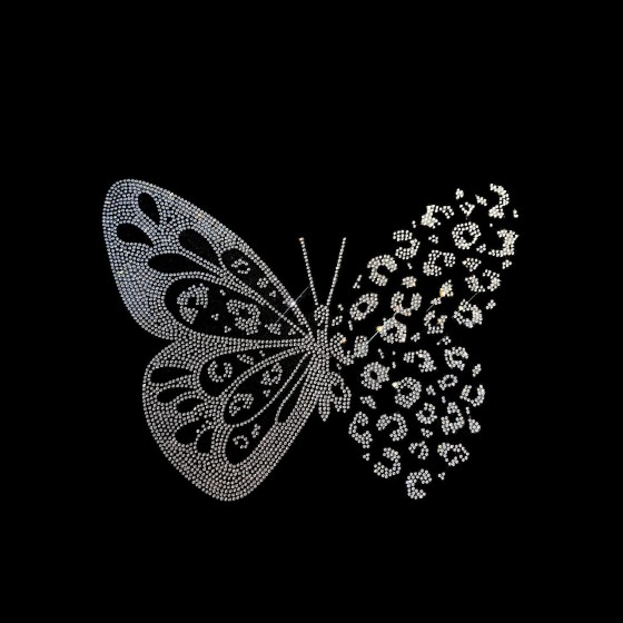 Clear Crystal Butterfly Iron On Rhinestone Heat Transfer Bling Design