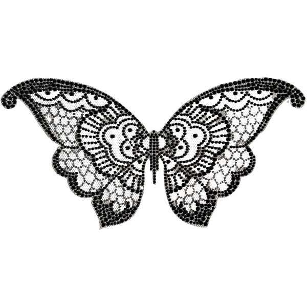Black Butterfly Rhinestud Iron On Heat Transfer Bling Design