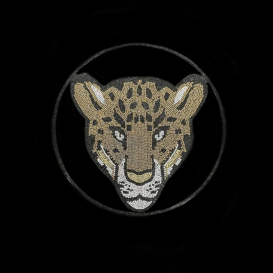 Circle Gold Tiger Rhinestone Iron On Transfer Bling Design