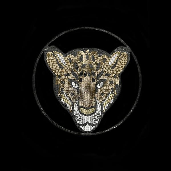 Circle Gold Tiger Rhinestone Iron On Transfer Bling Design