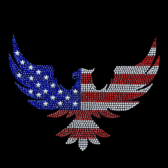 American Eagle Iron On Rhinestone Transfer Bling Applique Patch Design