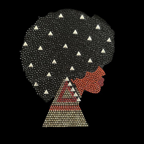 African American Girl Iron On Rhinestone Hotfix Bling Patch Design
