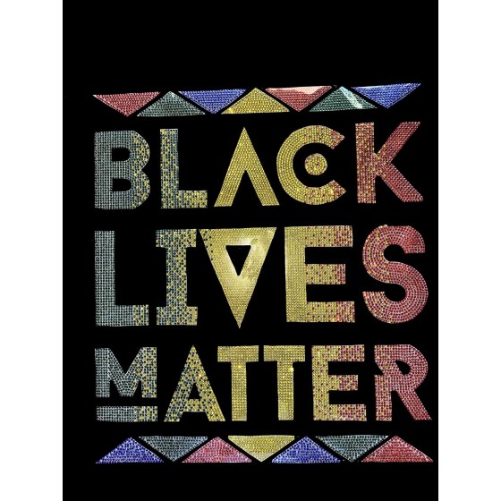 Black Lives Matter Colorful Iron On Rhinestone Bling Transfer Design