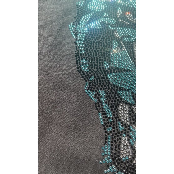 Blue Hot Fix Jaguar Iron On Rhinestone Bling Design Transfer