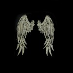 Clear Spiritual Angel Wings Iron On Rhinestone Bling Design