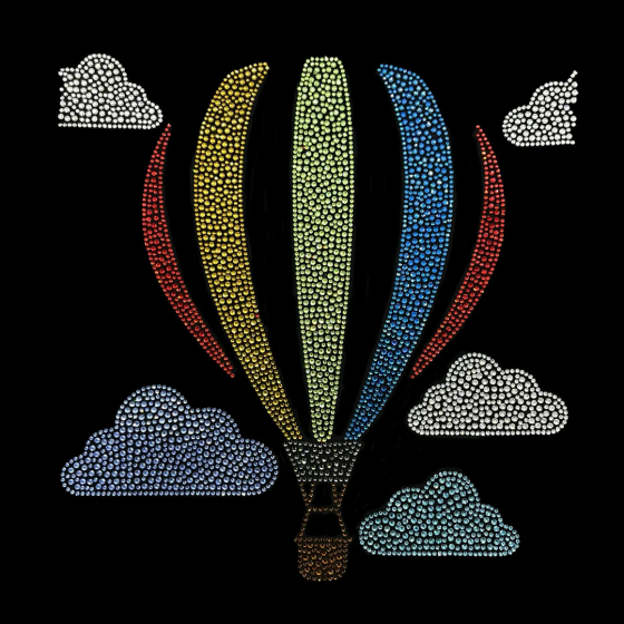 Air Balloon Rhinestone Heat Transfer Iron On Bling Design