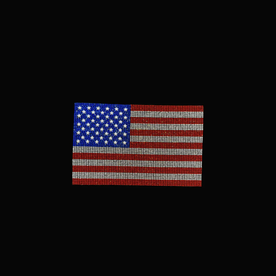 American Flag Rhinestone Iron On Heat Transfer Bling Crystal Applique Design