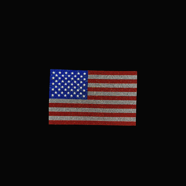 American Flag Rhinestone Iron On Heat Transfer Bling Crystal Applique Design