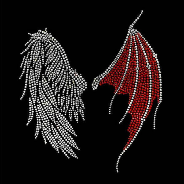 Angel Devil Wing Rhinestone Heat Transfer Iron On Bling Applique Design