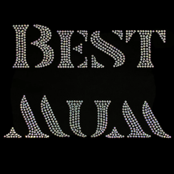 Best Mum Rhinestone Heat Transfer Iron On Crystal Bling Design