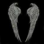 Black Angel Wings Iron On Rhinestone Hotfix Bling Design