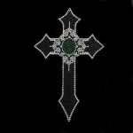 Black Emerald Rhinestone Cross Iron On Heat Transfer Bling Design