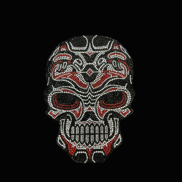 Crystal Skull Iron On Heat Transfer Bling Patch Design
