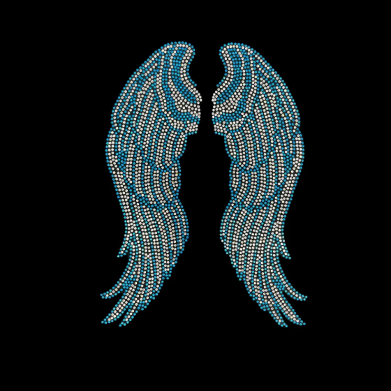Blue Stud Wings Iron On Heat Transfer Bling Design