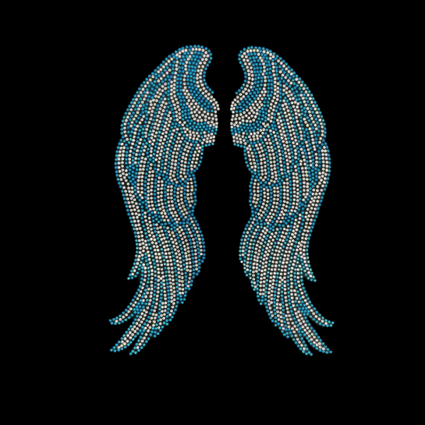 Blue Stud Wings Iron On Heat Transfer Bling Design