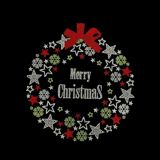 Christmas Rhinestone Heat Transfer Iron On Hot Fix Bling Design