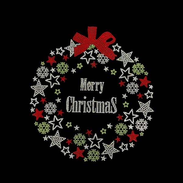 Christmas Rhinestone Heat Transfer Iron On Hot Fix Bling Design