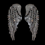 AB Crystal Angel Wings Iron On Rhinestone Heat Transfer Bling Patch