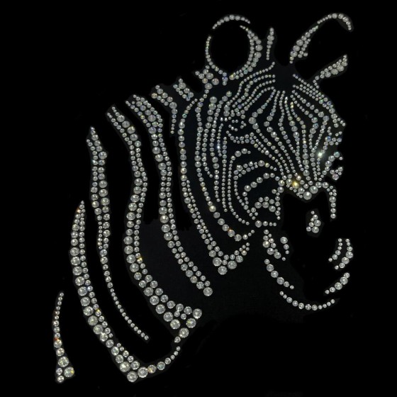 Clear Zebra Rhinestone Iron On Heat Transfer Bling Design