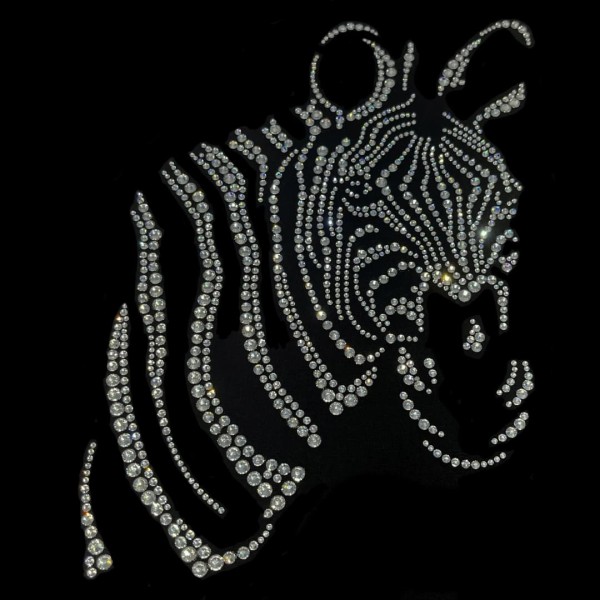 Clear Zebra Rhinestone Iron On Heat Transfer Bling Design