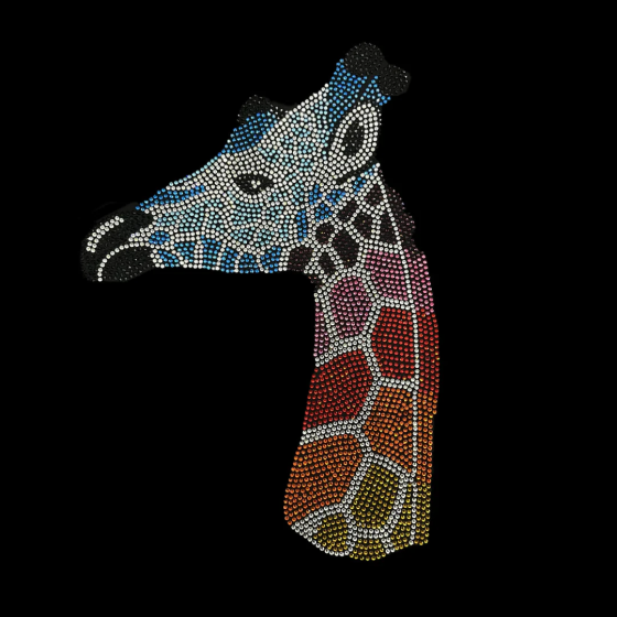 Colorful Giraffe Rhinestone Iron On Hot Fix Bling Transfer Design
