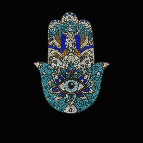 Crystal Hamsa Iron On Rhinestone Hot Fix Bling Transfer Design
