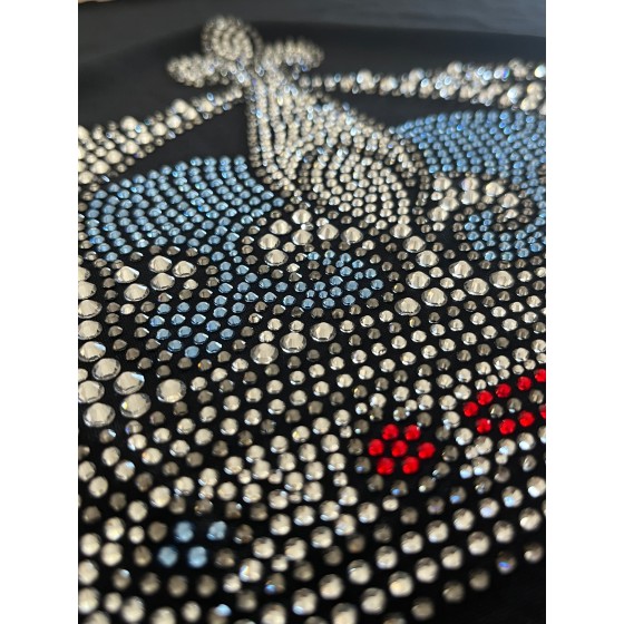 Blue Royal Crown Iron On Rhinestone Hot Fix Crystal Bling Applique Design