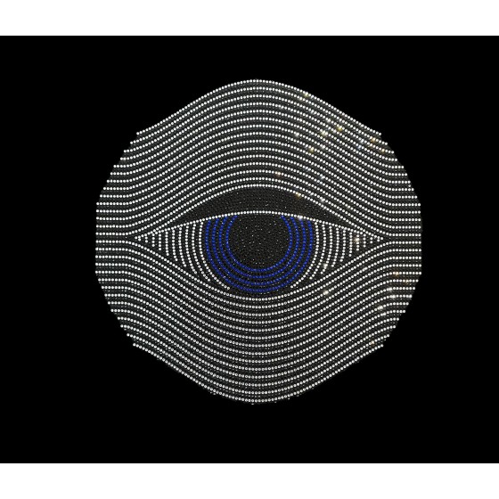 Crystal Blue Eye Rhinestone Iron On Heat Transfer Hot Fix Bling Design