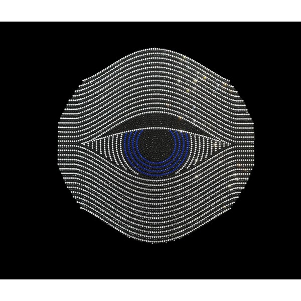 Crystal Blue Eye Rhinestone Iron On Heat Transfer Hot Fix Bling Design
