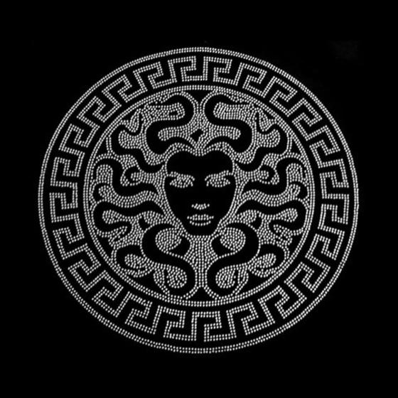 Crystal Medusa Rhinestone Iron On Heat Transfer Bling Applique Patch