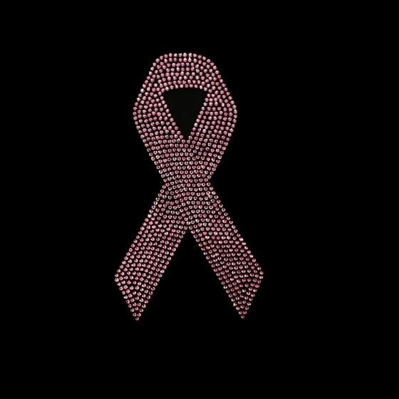 Breast Cancer Pink Ribbon Rhinestone Heat Transfer Bling Design