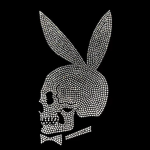 Bunny Skull Iron On Rhinestone Bling Design