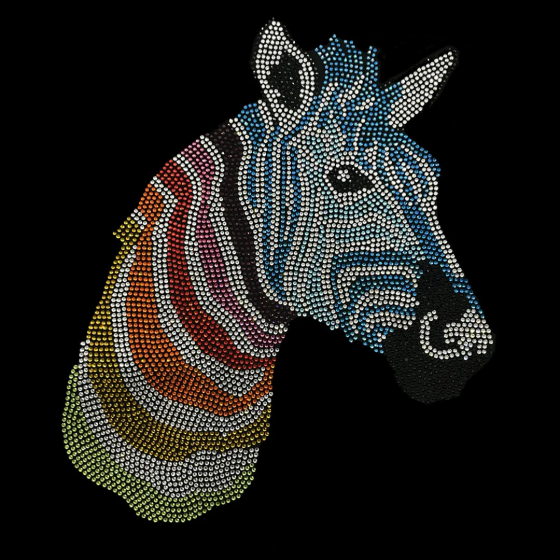 Colorful Zebra Rhinestone Iron On Heat Transfer Bling Design
