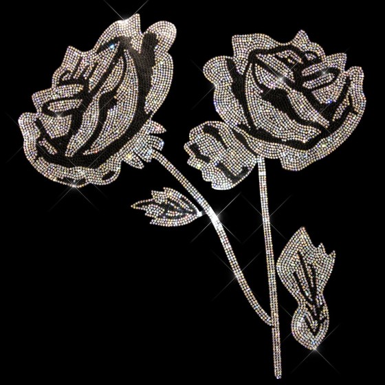 Clear Flowers Rhinestone Iron On Heat Transfer Bling Design