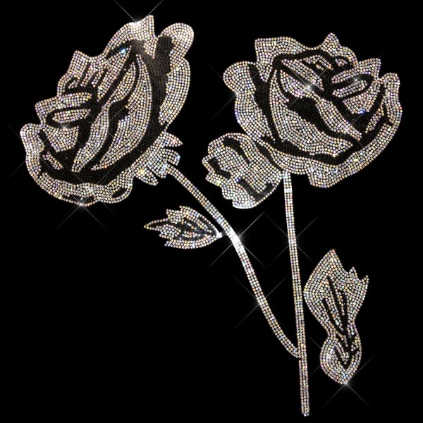 Clear Flowers Rhinestone Iron On Heat Transfer Bling Design