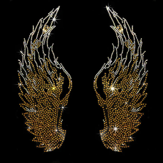 Blonde Angel Wings Iron On Heat Transfer Bling Applique Patch