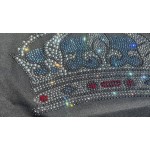 Blue Royal Crown Iron On Rhinestone Hot Fix Crystal Bling Applique Design