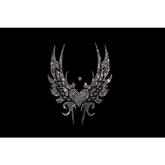 Black Tribal Angel Wings Iron On Rhinestone Bling Transfer Design