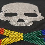 Cross Bones with Skull Iron On Heat Transfer Hot Fix Rhinestone Sparkle Patch