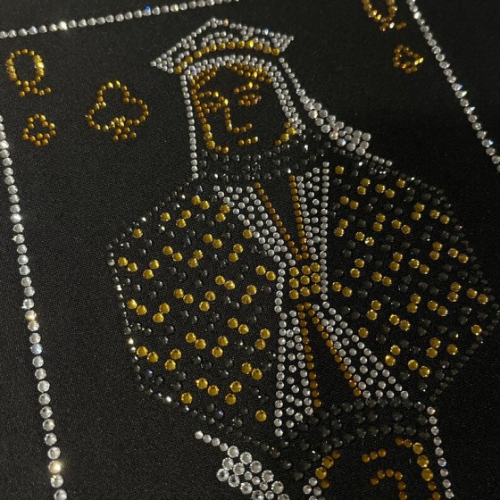 Crystal Poker Card Iron On Hot Fix Rhinestone Bedazzled Applique Patch