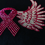 Breast Cancer Pink Ribbon Iron On Heat Transfer Hot Fix Bling Applique Patch