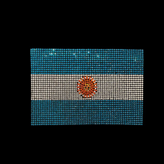 Argentina Hot Fix Rhinestone Iron On Heat Transfer Applique Patch
