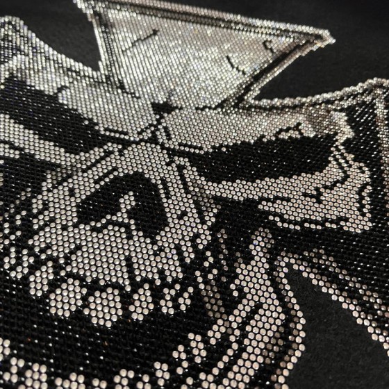 Chopper Skull Iron On Hot Fix Rhinestone Biker Sugar Skull Heat Transfer Bling