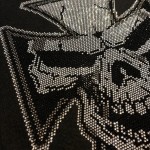 Chopper Skull Iron On Hot Fix Rhinestone Biker Sugar Skull Heat Transfer Bling