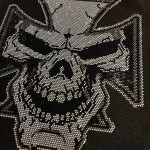 Chopper Skull Iron On Hot Fix Rhinestone Biker Sugar Skull Heat Transfer Bling