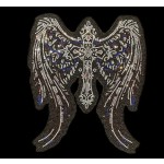 Cross with Angel Wings Iron On Heat Transfer Rhinestone Bling Patch Design