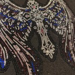 Cross with Angel Wings Iron On Heat Transfer Rhinestone Bling Patch Design