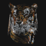 Big Tiger Iron On Heat Transfer Rhinestone Bling Applique Design
