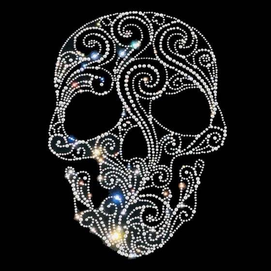 Classy Skull Rhinestone Iron On Heat Transfer Bling Design